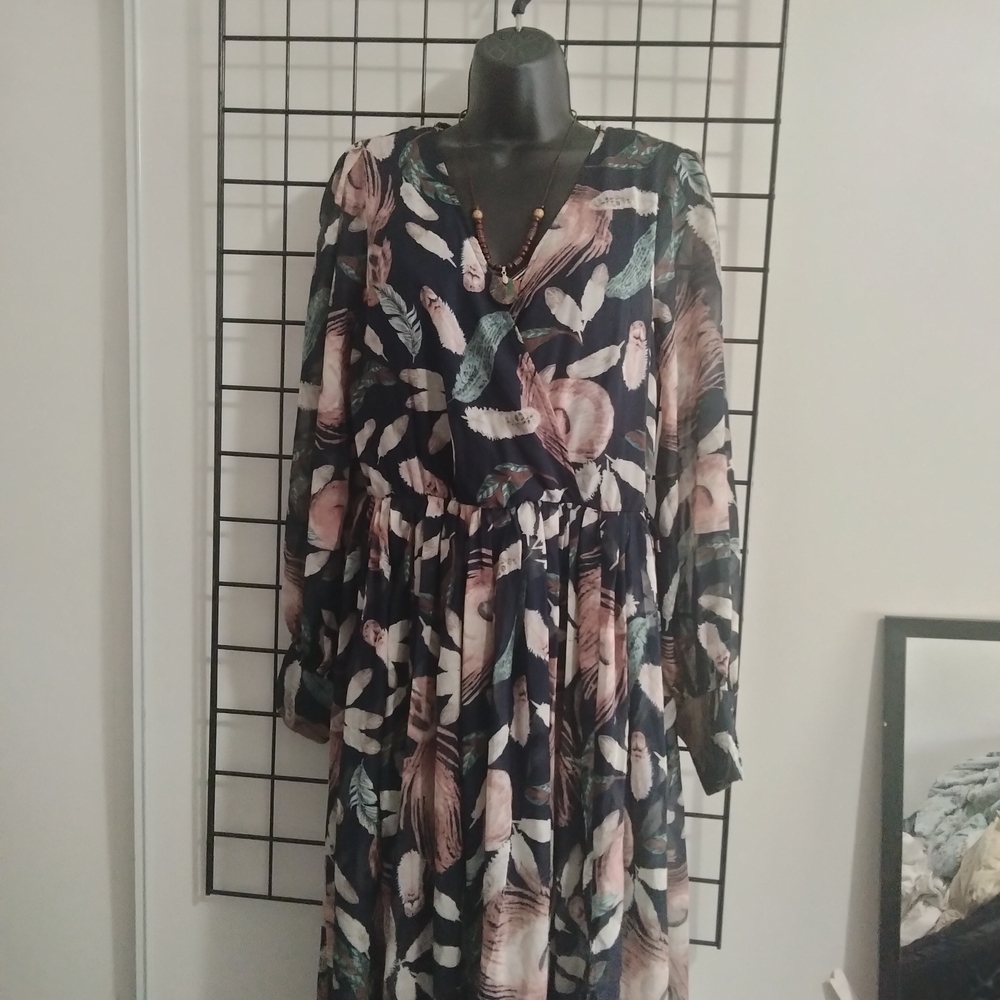 Fashion Nova Pink Bishop Sleeve Wrap Dress